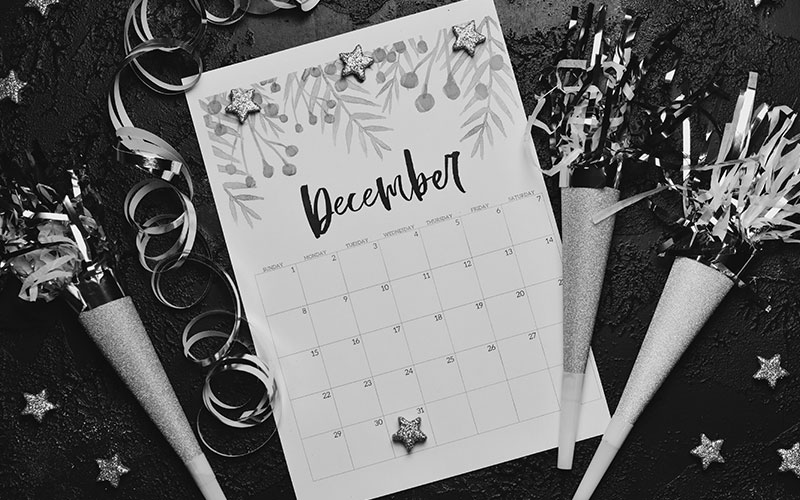 Calendar flat lay - December
